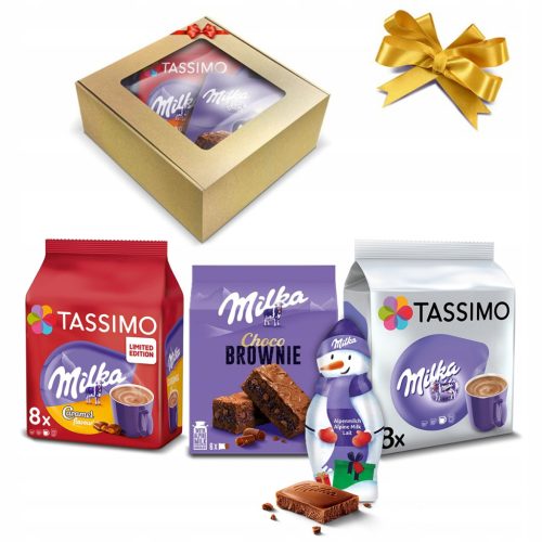  Geschenkset mit Tassimo Milka-Kapseln, Milka-Karamell und Milka-Bonbons