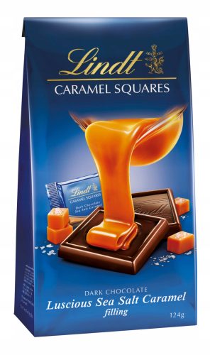 Lindt Squares Dunkle Schokolade mit Karamellfüllung und Meersalz 138g