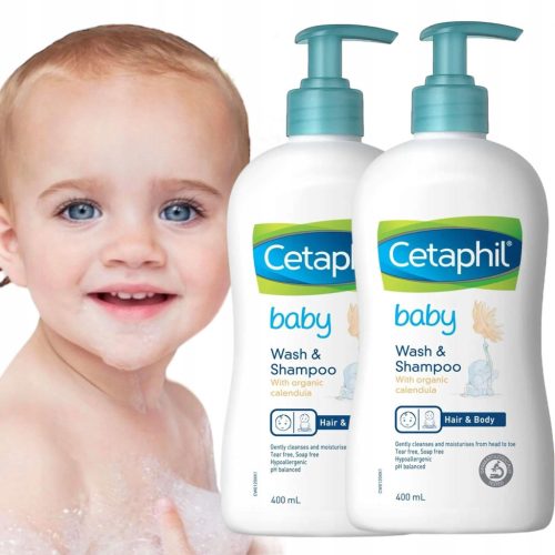 Cetaphil Baby 2in1 Waschgel & Shampoo mit Bio-Calendula, 2 x 400 ml