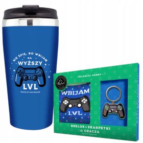   Geschenkset für E-Sportler: Thermobecher + Socken + Schlüsselanhänger