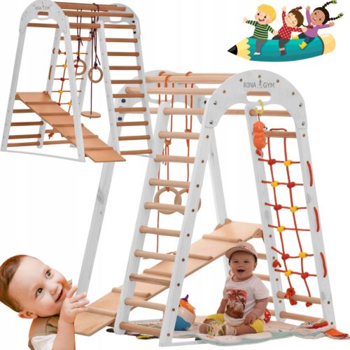  Indoor-Spielplatz aus Holz für Kinder Weißes Kletterdreieck RINAGYM