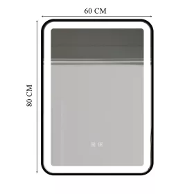    LED-Leuchtspiegel 60x80 cm rechteckig J24 in schwarzem Rahmen