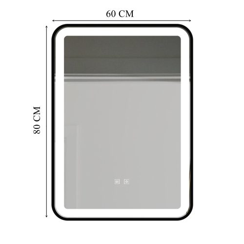  LED-Leuchtspiegel 60x80 cm rechteckig J24 in schwarzem Rahmen