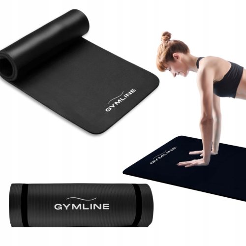  ÜBUNGSMATTE SCHWARZ 180x60 cm NBR 1,5 cm FÜR YOGA FITNESS GYMNASTIK