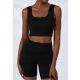  SHEIN DAMEN-SET SCHWARZ RIBBED SHORT M £5A