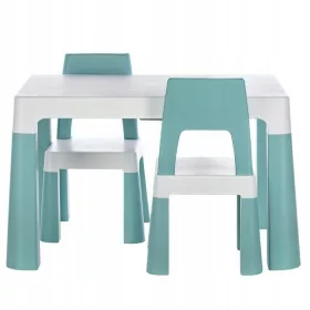  Tischset mit 2 Stühlen und Schubladen türkis FREEON