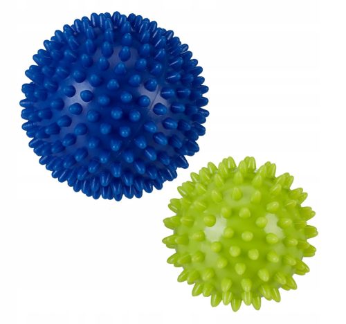  Set mit 2 blauen und grünen Massagebällen mit Spikes