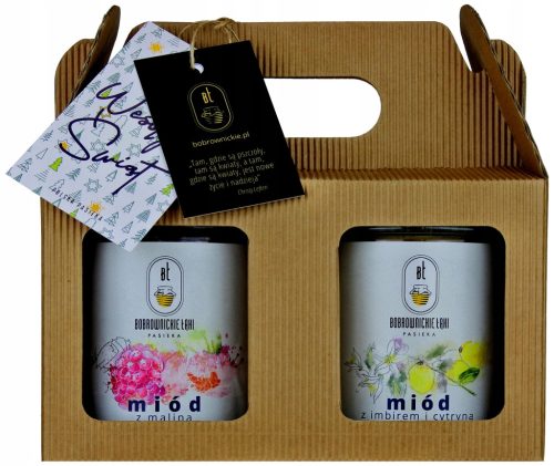  Geschenkset – Honig mit Himbeere 380 g + Honig mit Ingwer und Zitrone 380 g WŚ!