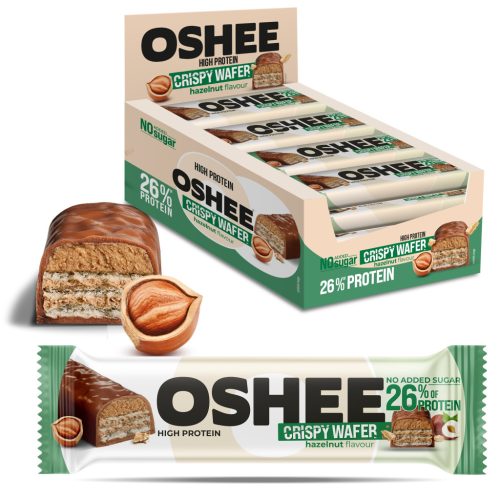 OSHEE Crispy Proteinriegel mit Nussfüllung, 37 g - Zuckerfrei & Hochprotein