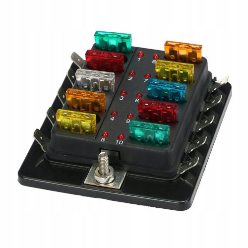  12 V 24 V 10-poliger Flachsicherungshalter mit Beleuchtungsset