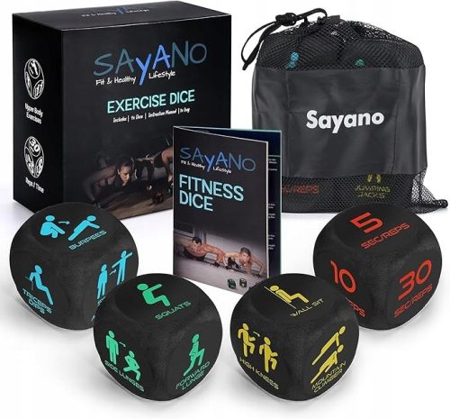  4X FITNESS-TRAININGSWÜRFEL ZEICHNUNGSÜBUNGEN KREATIVES TRAINING + TASCHE
