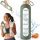  Große motivierende Glasflasche für Wasser und Getränke, 1000 ml, 1 l + grünes Etui