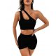  SHEIN DAMEN-SPORTSET, SCHWARZ, GERIPPT, S £5A