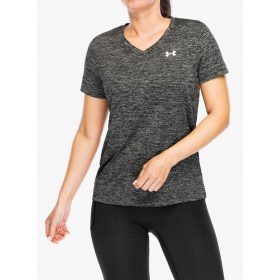    Under Armour Tech V-Twist Damen Trainings-T-Shirt Schwarz/Weiß L