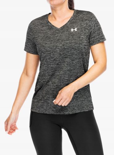  Under Armour Tech V-Twist Damen Trainings-T-Shirt Schwarz/Weiß L