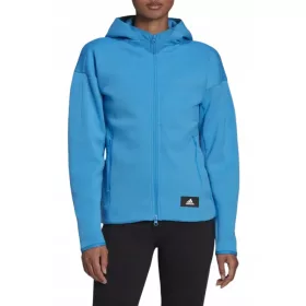    ADIDAS MISSION blaues Sport-Sweatshirt für Damen mit Kapuze, Größe XS