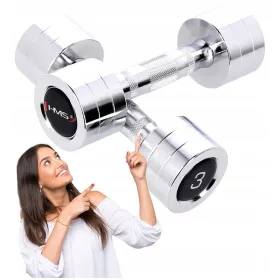  Verchromte Festhanteln HMS 2x 3 kg