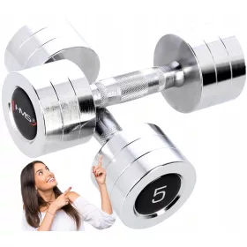 Satz Chromhanteln HMS Hantel 2x5kg Fitness Crossfit Übungen