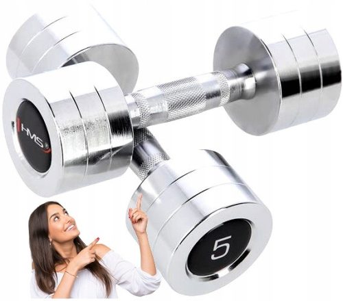Satz Chromhanteln HMS Hantel 2x5kg Fitness Crossfit Übungen