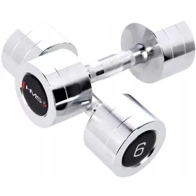    Verchromte Hanteln für Fitnesstraining 2x6kg HMS Anti-Rutsch-Griff