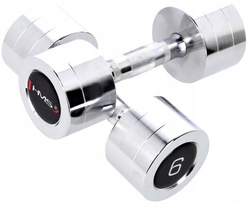 Verchromte Hanteln für Fitnesstraining 2x6kg HMS Anti-Rutsch-Griff