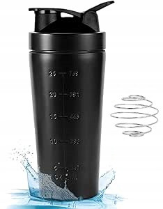 PROTEIN-SHAKER-FLASCHE 750 ML EDELSTAHL JEWEILS SCHWARZ