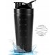  PROTEIN-SHAKER-FLASCHE 750 ML EDELSTAHL JEWEILS SCHWARZ