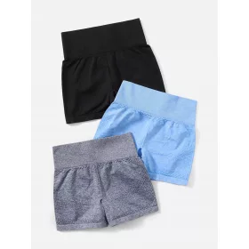    ELASTISCHE SHORTS FITNESS SPORT SHORTS 3-TEILIGES FARBEN-SET SHEIN XS