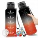  MOTIVATIONSFLASCHE WASSERFLASCHE 1500 ml MIT MEßGRIFF UND STROHHALM