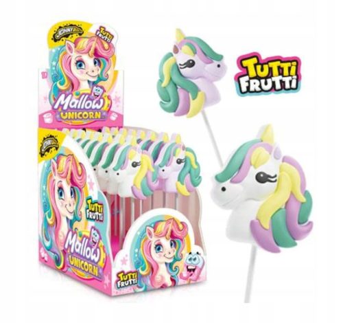 Johny Bee Mallow Unicorn: Bunter Schaumzucker-Lutscher, Fruchtgeschmack, 18 Stück x 35g
