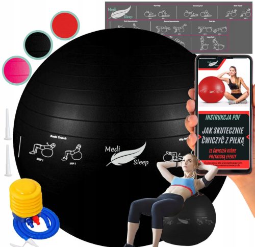  Reha-Gymnastikball 65 cm mit Übungen am Ball
