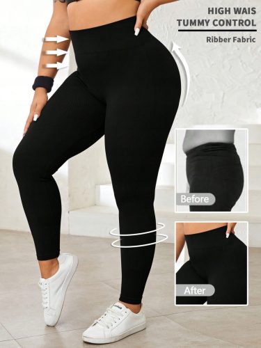  GERIPPTE SPORTLEGGINGS MIT HOHER TAILLE SCHWARZ SHEIN XL 42