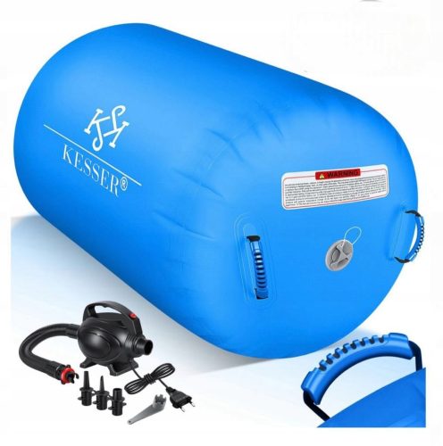  AUFBLASBARE GYMNASTIK-ROLLE MIT PUMPE FITNESS GYM 120x75cm blau