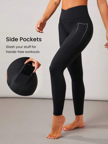  SPORTLEGGINGS MIT AUSGESCHNITTENER TAILLE, SCHWARZ GLOWMODE L 40