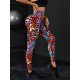  SHEIN SPORT-LEGGINGS MIT HOHER TAILLE UND Batikmuster UND TIERMUSTER L 40