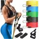  SET AUS 5 FITNESS-WIDERSTANDSBÄNDERN FÜR ÜBUNGEN MIT GRIFF UND GRIFFEN