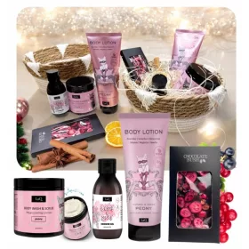    Großer Weihnachtsgeschenkkorb, vegane Kosmetik für Sie, Schokolade