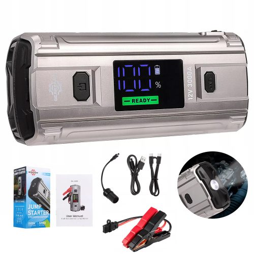  20000 mAh Auto-Starthilfepaket, 12 V, 3000 A, Booster-Powerbank, USB-Ladegerät