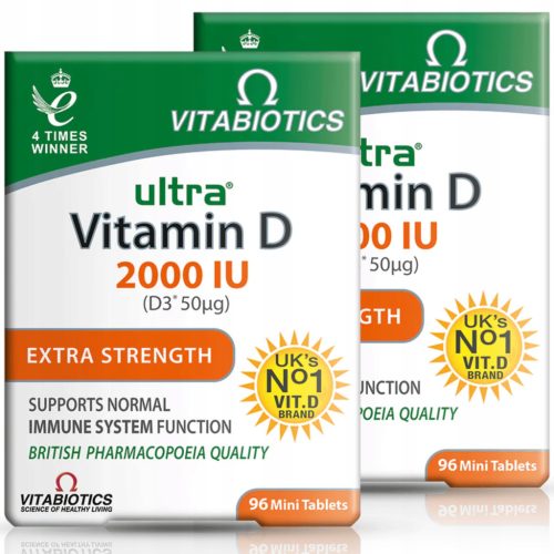 2x VITABIOTICS Ultra Vitamin D 2000IU, 96 Tabletten je Packung – insgesamt 192 Tabletten