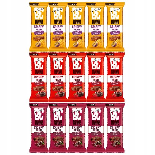 BeRAW Crispy Fruit Riegel Mix - Mango Marakuja, Erdbeere Brownie & Kirsche Kakao
