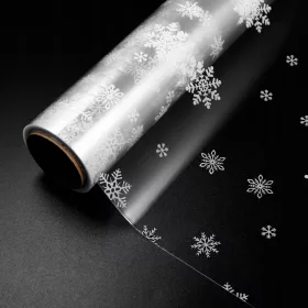 STOBOK Geschenkfolie mit Schneeflocken, 43 cm × 30 m