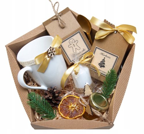  Weihnachtsgeschenk, großer Geschenkkorb, Weihnachtsmann-Geschenkbecher, Tee