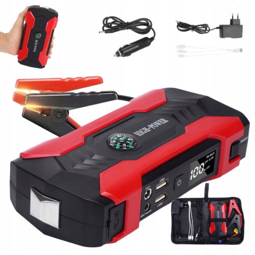  LEISTUNGSSTARKES JUMP STARTER BOOSTER POWERBANK 12V-Taschenlampenset 28000mAh