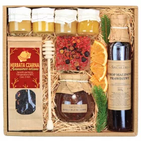  WEIHNACHTS-Geschenkset Korb Honigtee Natursirup