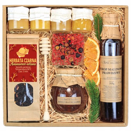  WEIHNACHTS-Geschenkset Korb Honigtee Natursirup