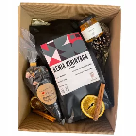    WEIHNACHTSGESCHENKKORB-Set Geschenkkaffeekörner Wintertee Honig