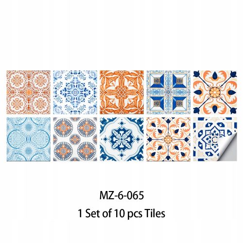  10 Stück Matte Fliesen-Bodenaufkleber mit Mandala-Muster