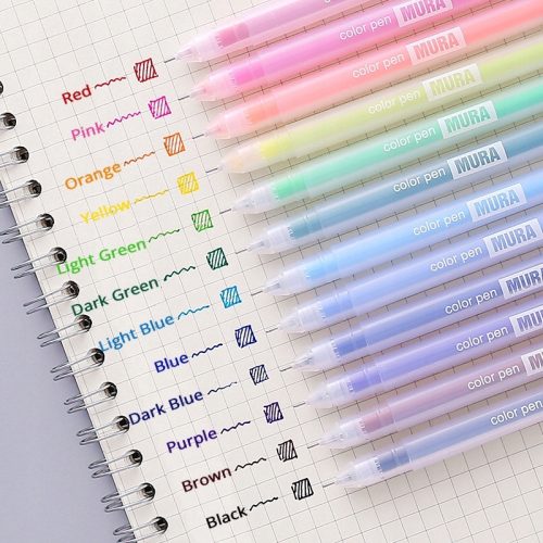  9/12-teiliges Set mit farbigen Gelstiften Kawaii Blau 0,5