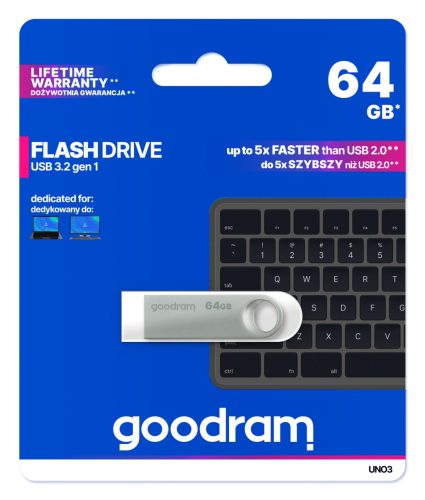  GOODRAM UNO3 Pendrive 64 GB USB 3.2 Silber