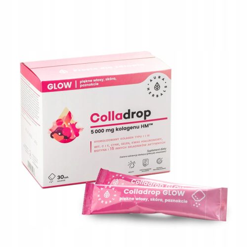 AURA HERBALS Colladrop Glow - Marine Kollagen 5000 mg Sachets für Haut, Haare & Nägel